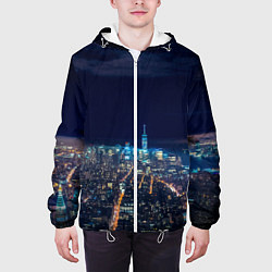 Куртка с капюшоном мужская Ночной город, цвет: 3D-белый — фото 2