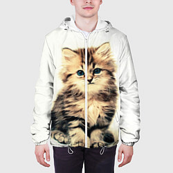 Куртка с капюшоном мужская Котёнок, цвет: 3D-белый — фото 2