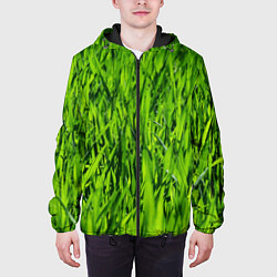Куртка с капюшоном мужская Трава, цвет: 3D-черный — фото 2