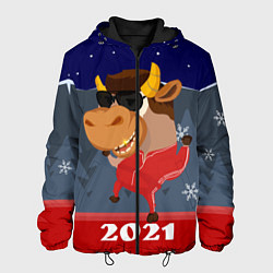 Куртка с капюшоном мужская Бычара 2021, цвет: 3D-черный