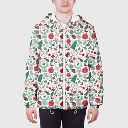 Куртка с капюшоном мужская Новогодняя Символика, цвет: 3D-белый — фото 2