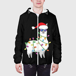 Куртка с капюшоном мужская Рождественская Лама, цвет: 3D-белый — фото 2