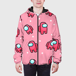 Куртка с капюшоном мужская Among Us - Розовый цвет, цвет: 3D-черный — фото 2