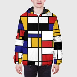 Куртка с капюшоном мужская Color blocking, цвет: 3D-черный — фото 2