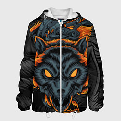 Куртка с капюшоном мужская Волк и дракон, цвет: 3D-белый