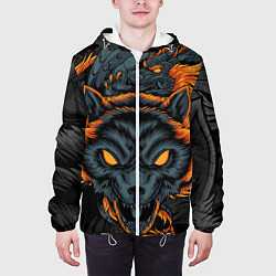 Куртка с капюшоном мужская Волк и дракон, цвет: 3D-белый — фото 2