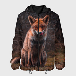 Куртка с капюшоном мужская Хищная лисица, цвет: 3D-черный