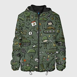 Куртка с капюшоном мужская Военные атрибуты, цвет: 3D-черный
