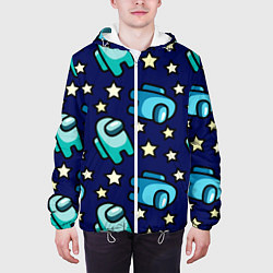 Куртка с капюшоном мужская Among Us Звёзды, цвет: 3D-белый — фото 2