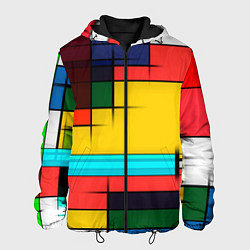 Куртка с капюшоном мужская Абстрактные фигуры цвета, цвет: 3D-черный