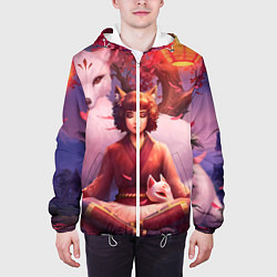 Куртка с капюшоном мужская Девушка-лиса, цвет: 3D-белый — фото 2