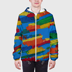 Куртка с капюшоном мужская Разноцветная абстракция, цвет: 3D-белый — фото 2