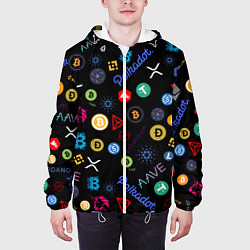 Куртка с капюшоном мужская ЛОГОТИПЫ КРИПТОВАЛЮТ Z, цвет: 3D-белый — фото 2