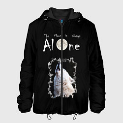 Куртка с капюшоном мужская Волк и луна одиночки, цвет: 3D-черный