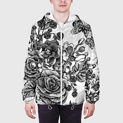 Куртка с капюшоном мужская РОЗЫ ROSES БАБОЧКИ, цвет: 3D-белый — фото 2