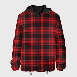 Куртка с капюшоном мужская Красная клетка, цвет: 3D-черный