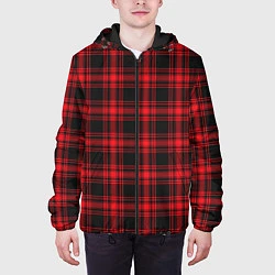 Куртка с капюшоном мужская Красная клетка, цвет: 3D-черный — фото 2
