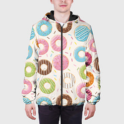 Куртка с капюшоном мужская Пончики Donuts, цвет: 3D-черный — фото 2