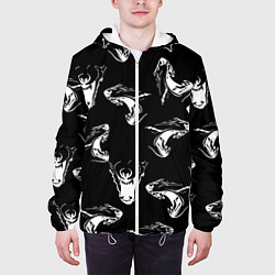 Куртка с капюшоном мужская Оскал волка, цвет: 3D-белый — фото 2