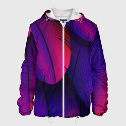 Куртка с капюшоном мужская Фиолетовые Перья, цвет: 3D-белый