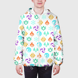 Куртка с капюшоном мужская GENSHIN IMPACT ЭМБЛЕМЫ, цвет: 3D-белый — фото 2