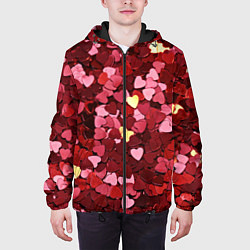 Куртка с капюшоном мужская Сердца Hearts, цвет: 3D-черный — фото 2