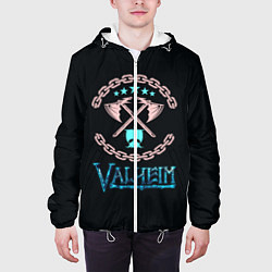 Куртка с капюшоном мужская Valheim лого и цепи, цвет: 3D-белый — фото 2