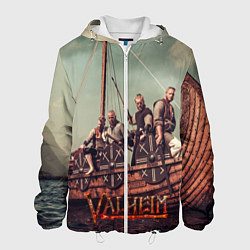 Куртка с капюшоном мужская Valheim викинги, цвет: 3D-белый
