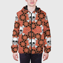 Куртка с капюшоном мужская Кирпичные черепа, цвет: 3D-черный — фото 2