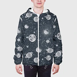 Куртка с капюшоном мужская Звезды, планеты и созвездия, цвет: 3D-белый — фото 2