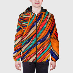 Куртка с капюшоном мужская Абстрактное течение, цвет: 3D-черный — фото 2