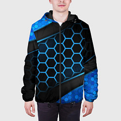Куртка с капюшоном мужская 3D luxury blue 3Д СОТЫ и плиты, цвет: 3D-черный — фото 2