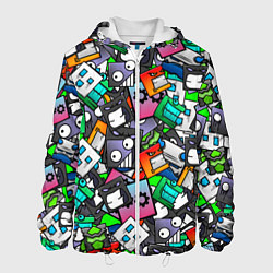 Куртка с капюшоном мужская Geometry Dash Pattern Z, цвет: 3D-белый