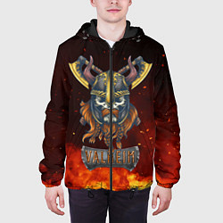 Куртка с капюшоном мужская Valheim Череп викинга, цвет: 3D-черный — фото 2