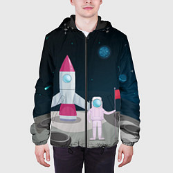 Куртка с капюшоном мужская Астронавт покоряет космос, цвет: 3D-черный — фото 2