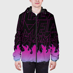 Куртка с капюшоном мужская РОЗОВОЕ ПЛАМЯ PINK FLAME, цвет: 3D-черный — фото 2