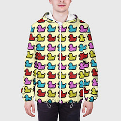 Куртка с капюшоном мужская Утиный фон Утки Ducks, цвет: 3D-белый — фото 2