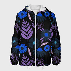 Куртка с капюшоном мужская Цветы и листья, цвет: 3D-белый