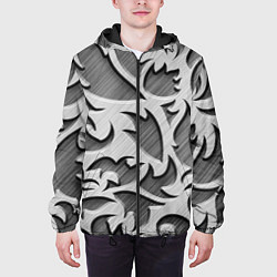 Куртка с капюшоном мужская Монохромный узор, цвет: 3D-черный — фото 2
