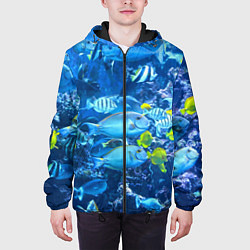 Куртка с капюшоном мужская Коралловые рыбки, цвет: 3D-черный — фото 2