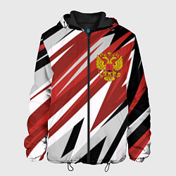 Куртка с капюшоном мужская РОССИЯ RUSSIA RED, цвет: 3D-черный