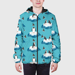 Куртка с капюшоном мужская Пингвины, цвет: 3D-черный — фото 2