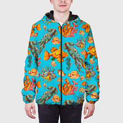 Куртка с капюшоном мужская Подводный мир, цвет: 3D-черный — фото 2