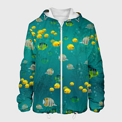 Куртка с капюшоном мужская Подводный мир Рыбки, цвет: 3D-белый