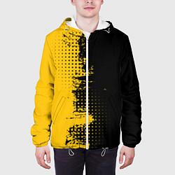 Куртка с капюшоном мужская ЧЕРНО ЖЕЛТЫЙ ГРАНЖ GRUNGE Z, цвет: 3D-белый — фото 2