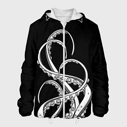 Куртка с капюшоном мужская Octopus Black and White, цвет: 3D-белый