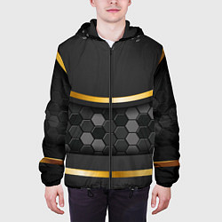 Куртка с капюшоном мужская 3D ТЕМНАЯ БРОНЯ С ЗОЛОТОМ, цвет: 3D-черный — фото 2