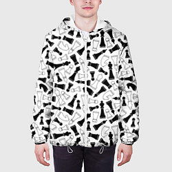 Куртка с капюшоном мужская Шахматы, цвет: 3D-белый — фото 2