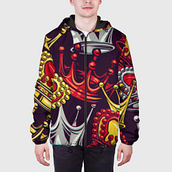 Куртка с капюшоном мужская КОРОЛЕВСКИЙ БАГРОВЫЙ 3D, цвет: 3D-черный — фото 2