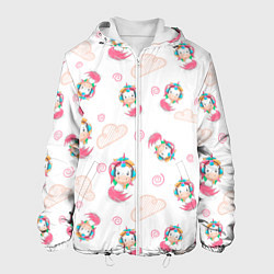Куртка с капюшоном мужская Радужные Единороги, цвет: 3D-белый